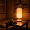 The Bedroom Set: Cozy Wooden Bedside Lamp