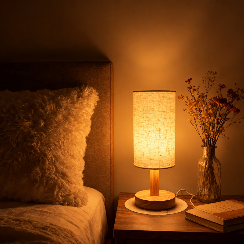 Cozy Wooden Bedside Lamp
