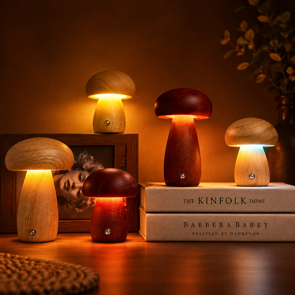 Wooden Mushrooms Night Light
