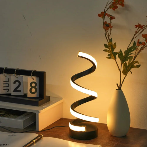 1PC Simple Spiral External Emitting Bright  Desk Lamp, USB - Three-color Lighting